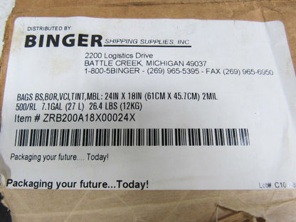 24" x 18" 7.1 Gal VCI 2 Mil Rust & Corrosion Inhibitor Flat Poly Bags Blue Roll of 500