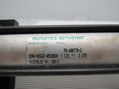 Numatics S2AK-03G4Z-AMU202A 1-1/2 Bore 3.375" Stroke Multi Position Air Cylinder
