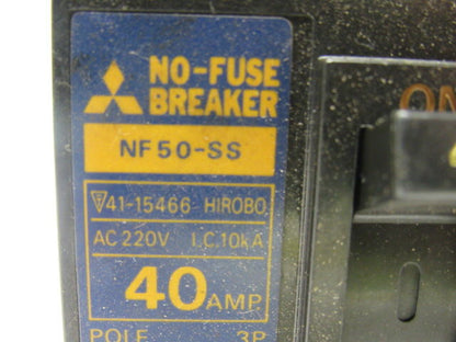 Mitsubishi Electric NF50-SS 40A No Fuse Breaker 600V 3 pole