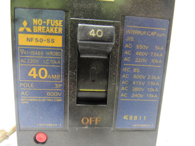 Mitsubishi Electric NF50-SS 40A No Fuse Breaker 600V 3 pole