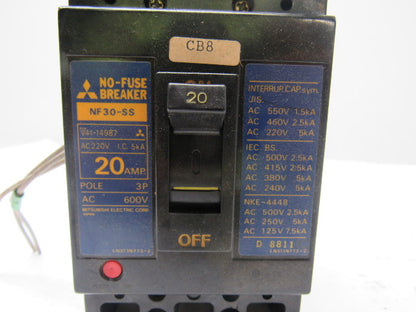 Mitsubishi Electric NF30-SS 20A No Fuse Breaker 3 Pole 600V