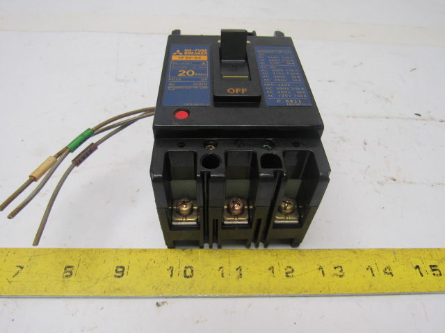 Mitsubishi Electric NF30-SS 20A No Fuse Breaker 3 Pole 600V