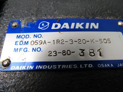 Daikin 059A-1R2-3-20-K-505 Parker Nichols IGR Power Element Mazak MLTPLX620 CNC