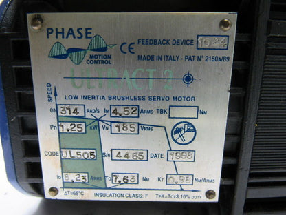 Phase Motion Control UL505 Brushless Servo Motor W/Minigear 100-10