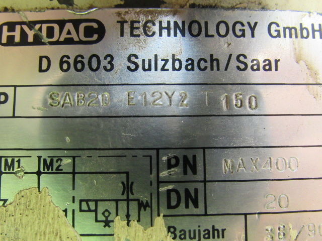 Hydac Hydac SAB20 E12Y2. T150 Hydraulic Accumulator Shut Off Block