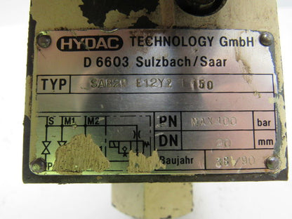 Hydac Hydac SAB20 E12Y2. T150 Hydraulic Accumulator Shut Off Block