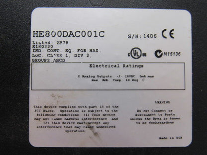 Horner HE800DAC001C Analog Output Module