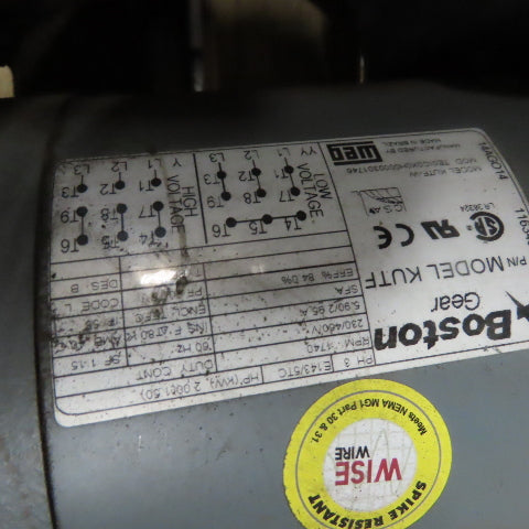Boston Gear F643B56B7CMBA140TU6KUTFW Triple Reduction Speed Reducer 56:1 Ratio
