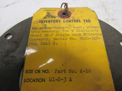 Simplicity A-16  Vibrating Conveyor Eccentric Bearing Washer Lot Of 2