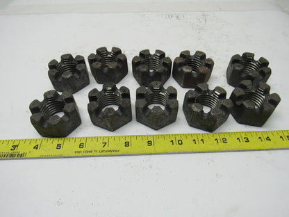 1-1/4"-7 Plain Finish Steel Slotted Castle Nut Lot of 10