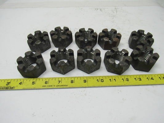 1-1/4"-7 Plain Finish Steel Slotted Castle Nut Lot of 10