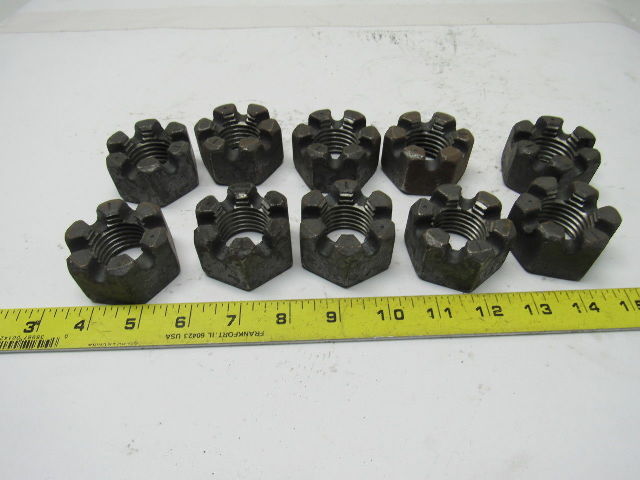 1-1/4"-7 Plain Finish Steel Slotted Castle Nut Lot of 10