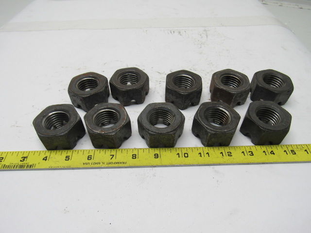 1-1/4"-7 Plain Finish Steel Slotted Castle Nut Lot of 10