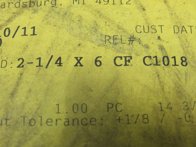 Airo 2-1/4" x 6" X 14-1/2" 1018 CF Carbon Steel Cold Finished Flat
