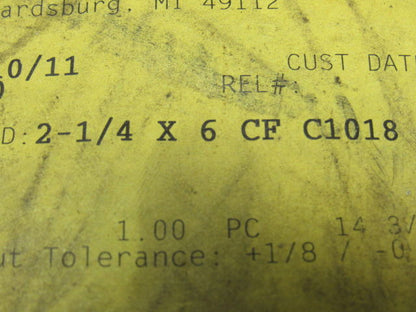 Airo 2-1/4" x 6" X 14-1/2" 1018 CF Carbon Steel Cold Finished Flat
