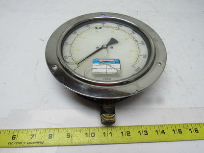 VDO 6" Flanged Mount Liquid Filled Pressure Gauge 0-1000 Psi 1/2" Npt Bottom