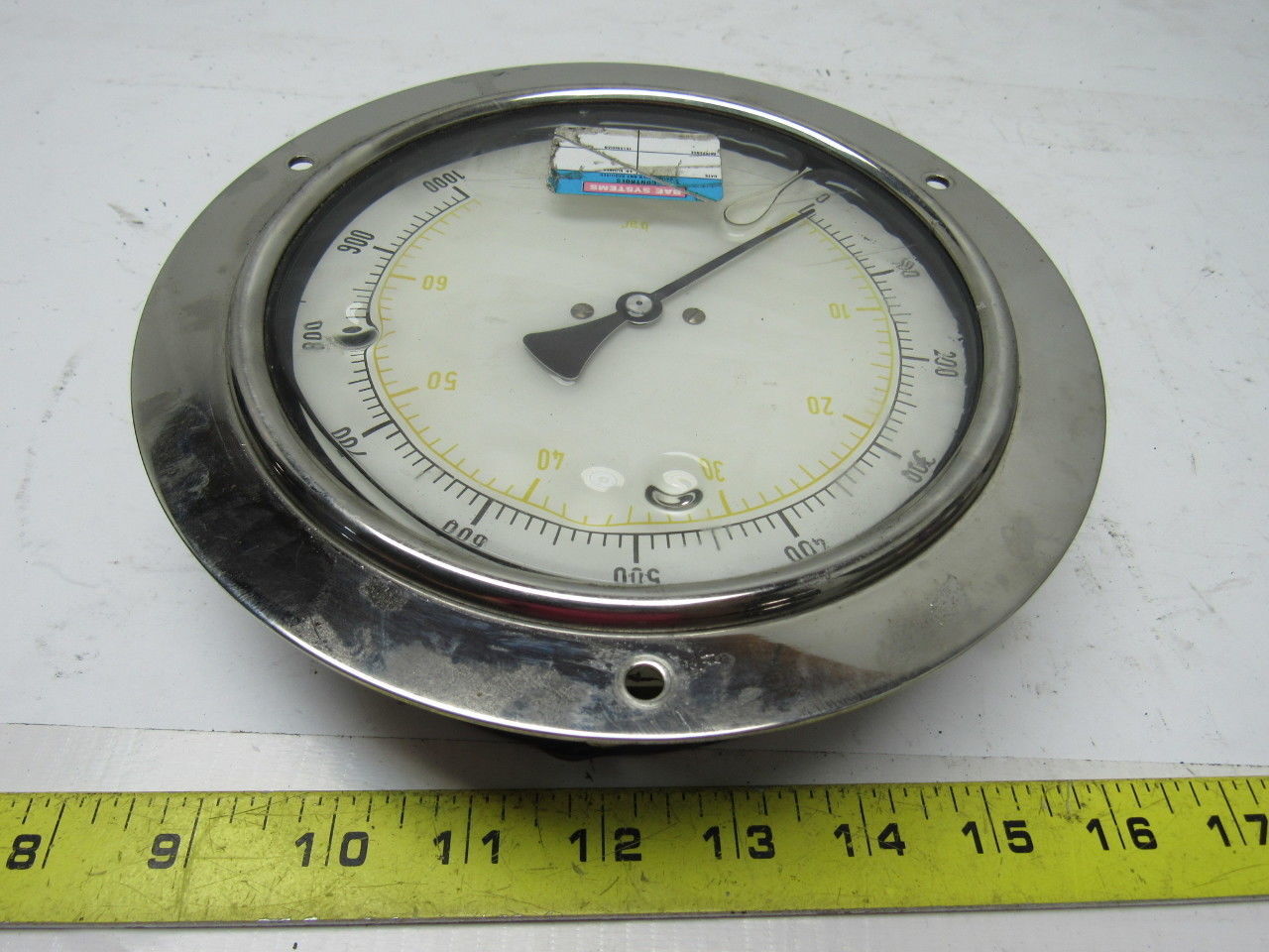 VDO 6" Flanged Mount Liquid Filled Pressure Gauge 0-1000 Psi 1/2" Npt Bottom