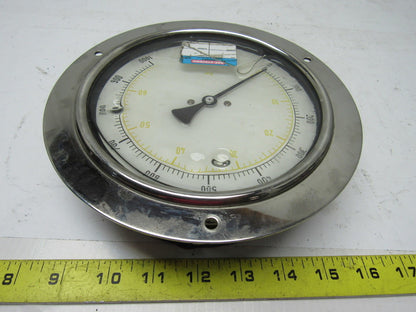 VDO 6" Flanged Mount Liquid Filled Pressure Gauge 0-1000 Psi 1/2" Npt Bottom