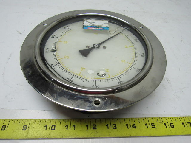 VDO 6" Flanged Mount Liquid Filled Pressure Gauge 0-1000 Psi 1/2" Npt Bottom