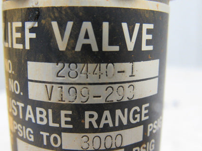 Haskel 28440-1 Adjustable Relief Valve 300-3000PSI W/20" X 1.5" Plenum Chamber
