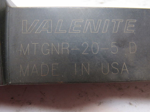 Valenite MTGNR-20-5D 1-1/4" Square Shank Tool Holder 6" Length