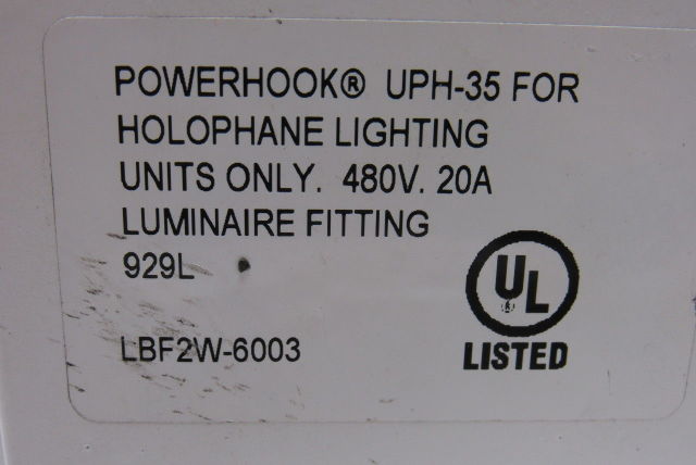 Powerhook UPH-35 For Holophane Lighting 480V-20A Luminaire Fitting