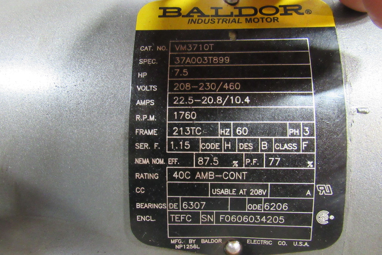 RS CORCORAN BALDOR 5000VEC-1 7-1/2HP S.S. Pump Motor Combination 3x2 Tested