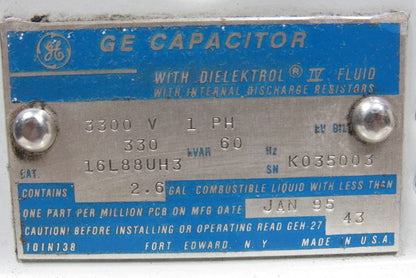 GE General Electric 16L88UH3 Single Phase Industrial Power Capacitor 330KVAR