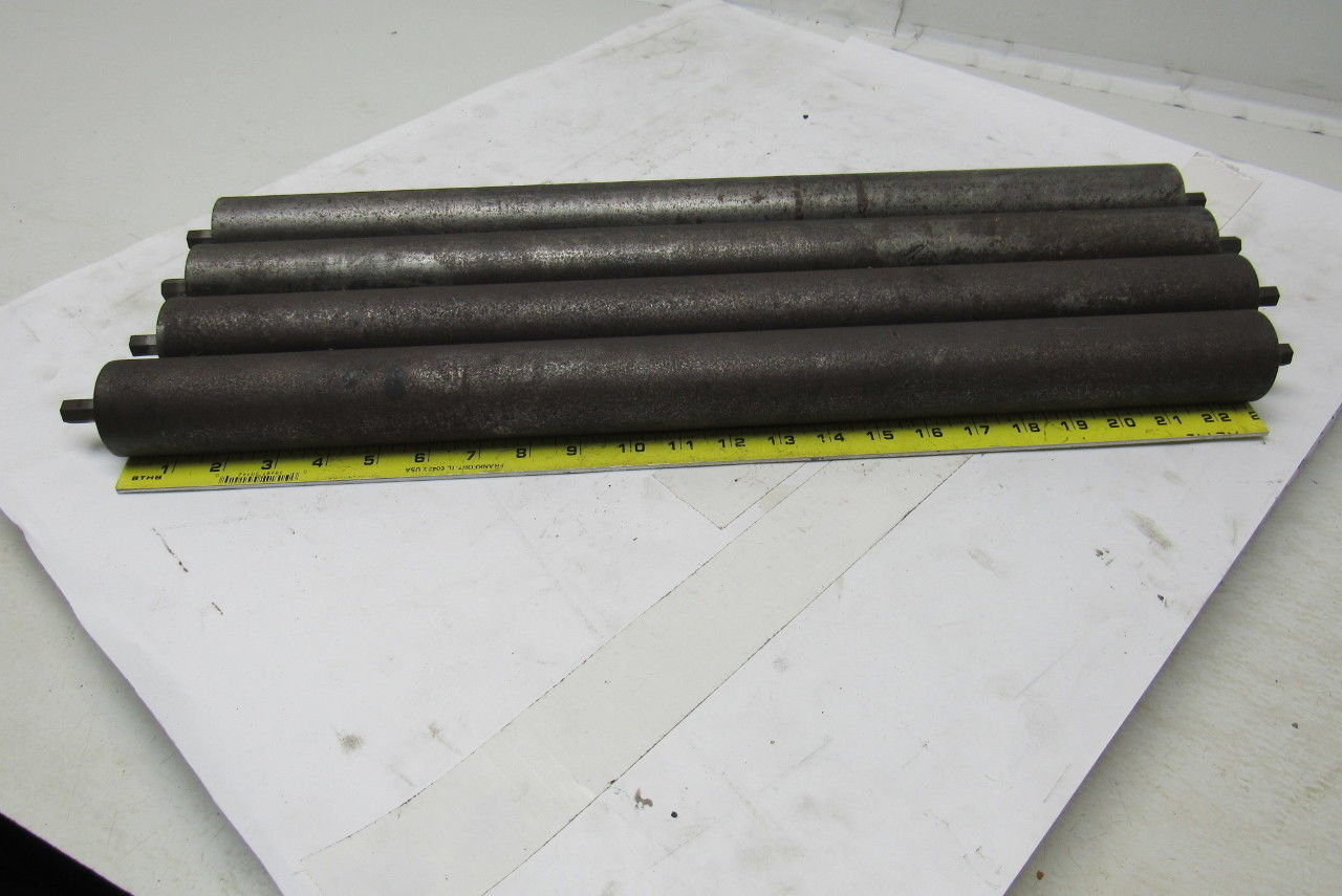 1.9" Dia Steel Gravity Conveyor Roller 23" Frame 7/16 Hex Shaft Lot of 4