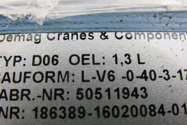 Demag Crane & Components D06 OEL:1,3L Inline Gear Motor 265/460V