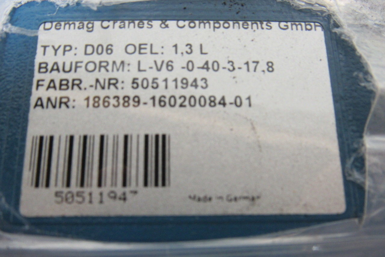 Demag Crane & Components D06 OEL:1,3L Inline Gear Motor 265/460V