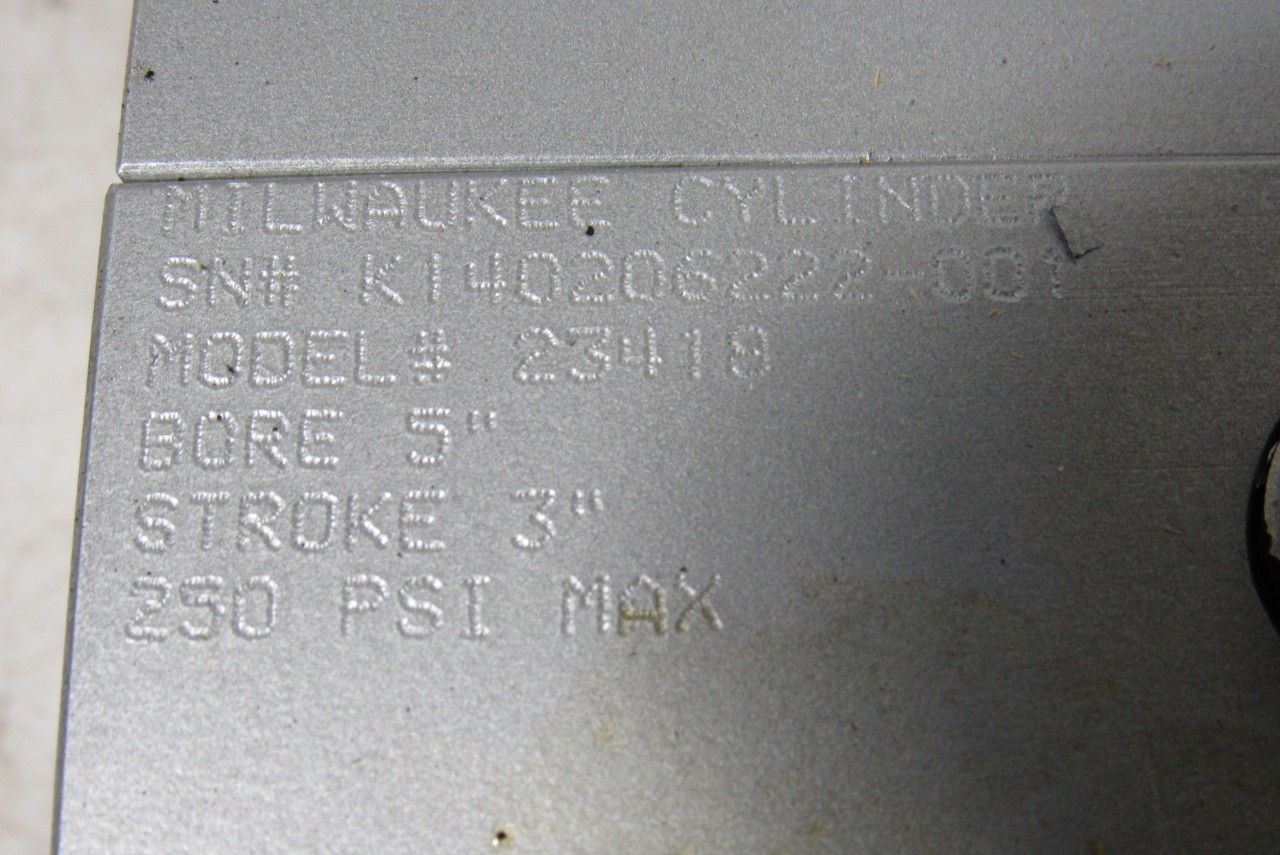 Milwaukee 23418 Pneumatic Air Cylinder 5" Bore X 3" Stroke