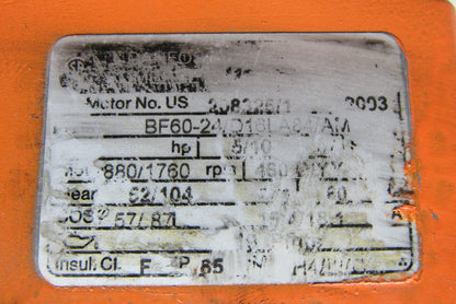 Bauer BF60-24/D16LA84/AM 2 Speed Offset Gearmotor 460V 3PH 880/1760RPM