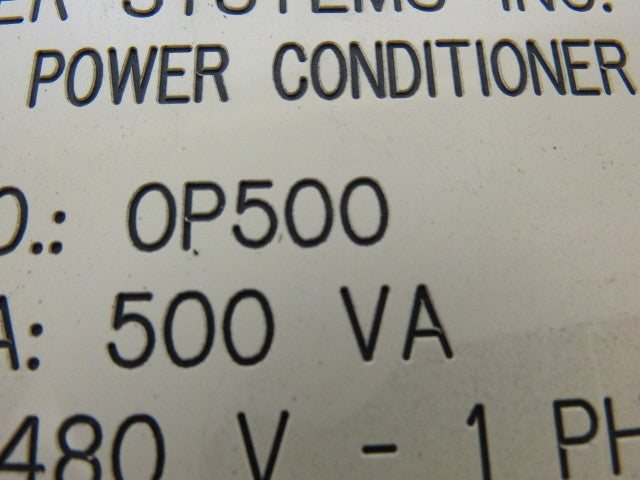 On Power Systems OP500 Power Conditioner Transformer 500VA 480V Pri 120V Sec.