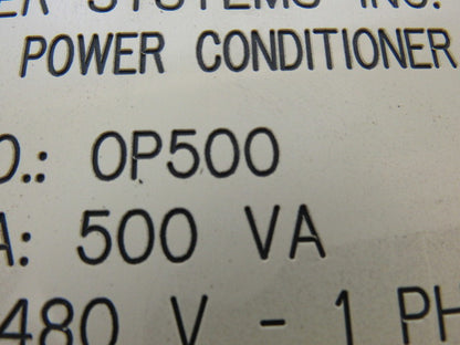 On Power Systems OP500 Power Conditioner Transformer 500VA 480V Pri 120V Sec.