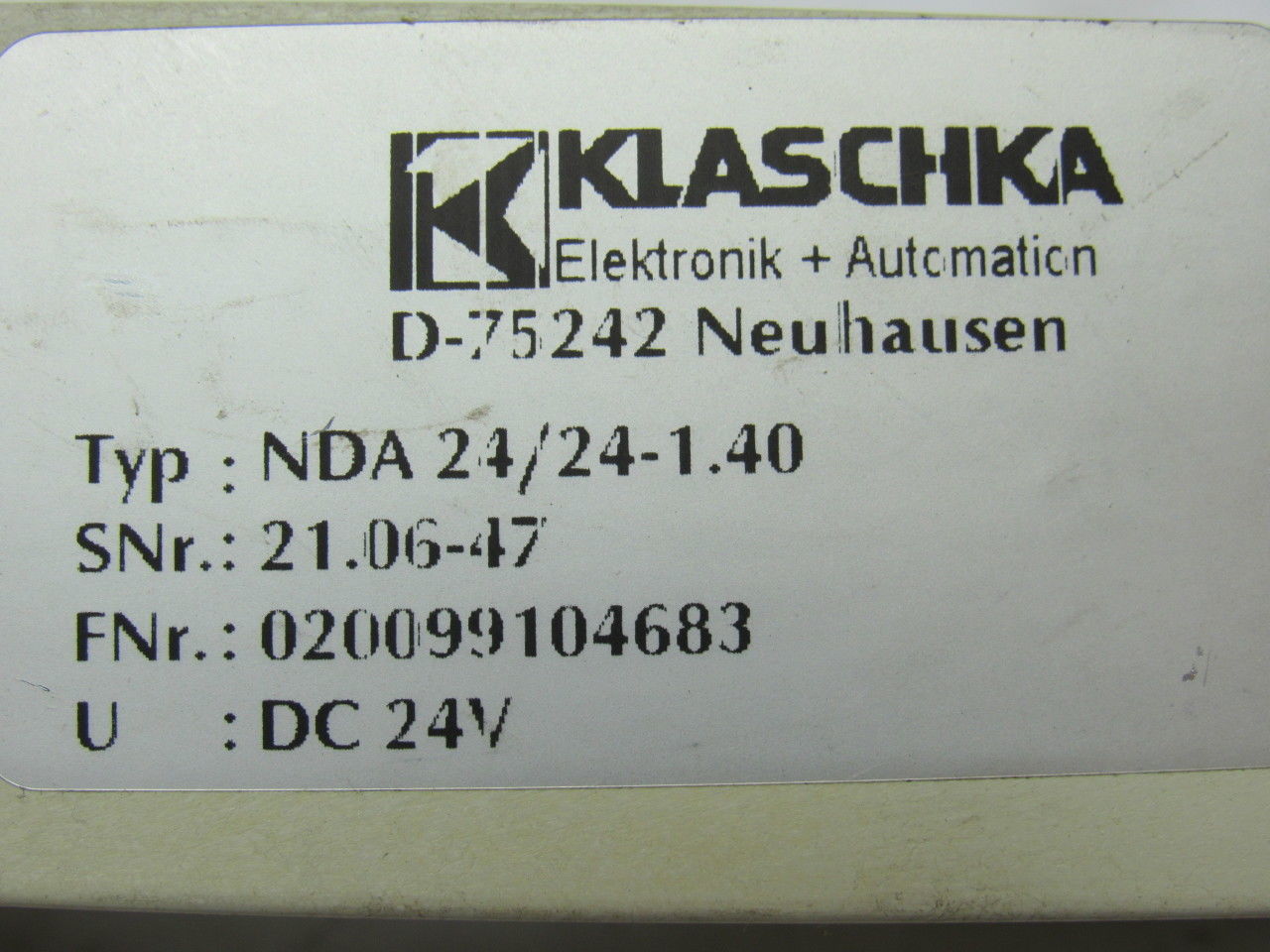 Klaschka NDA 24/24-1.40 D-75242 Timer Relay Delay Switch