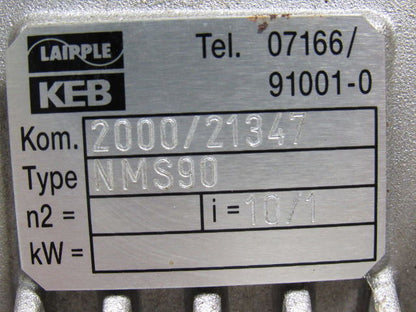 Laipple KEB NMS90 Aluminum Gear Box Speed Reducer 10:1 Ratio