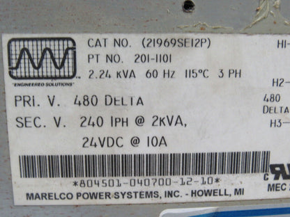 Marelco Power Systems 201-1101 2.24KVA Transformer 480V Pri 120V/24VDC Sec