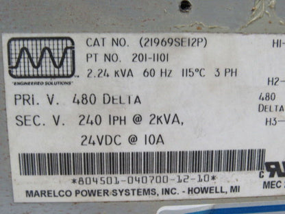 Marelco Power Systems 201-1101 2.24KVA Transformer 480V Pri 120V/24VDC Sec