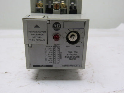 A-B Allen Bradley 700-RTC10100U24 Series A Adjustable Relay Time 24vdc