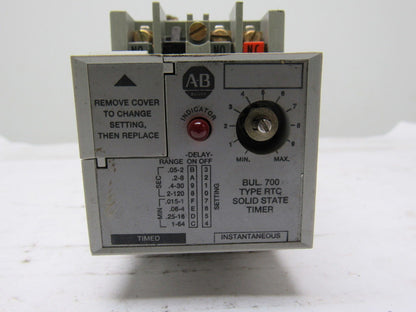 A-B Allen Bradley 700-RTC1110OU24 Series A Solid State Adjustable Timing Relay