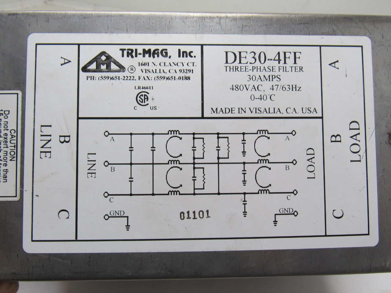 Tri-Mag DE30-4FF 480VAC Industrial 3 Phase EMI/RFI Delta Filter 30A