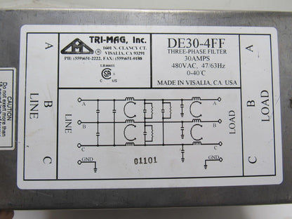Tri-Mag DE30-4FF 480VAC Industrial 3 Phase EMI/RFI Delta Filter 30A