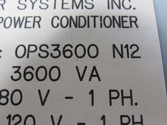 ON POWER OPS3600 N12 3600 VA Power Conditioner 480V 1 PH Pri 120V 1 Ph Sec.