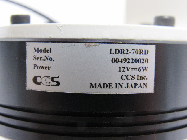 CCS COGNEX LDR2-70RD 70MM Machine Vision LED Camera Light 35mm ID 12V 6W W/Mount