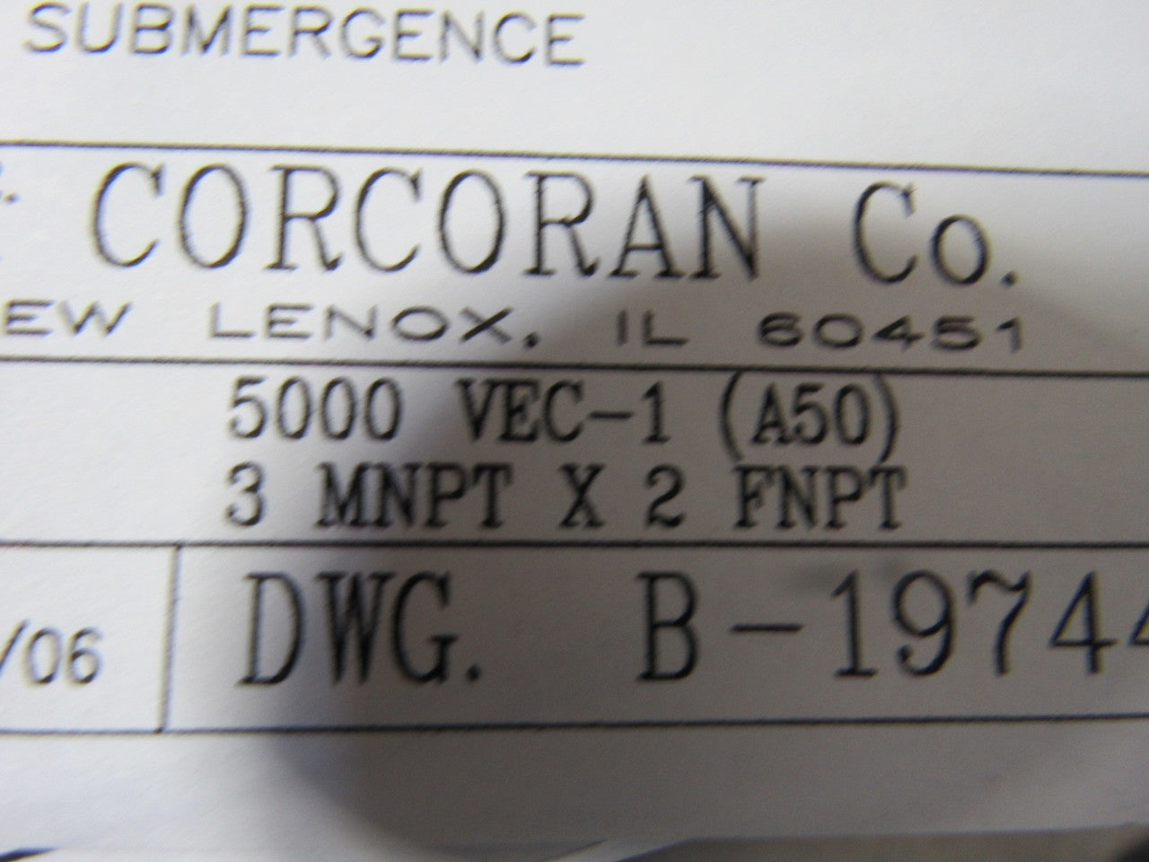 RS Corcoran 5000VEC-1 7.5Hp Vertical Sump 316 Stainless Centrifugal Pump 3"x 2"