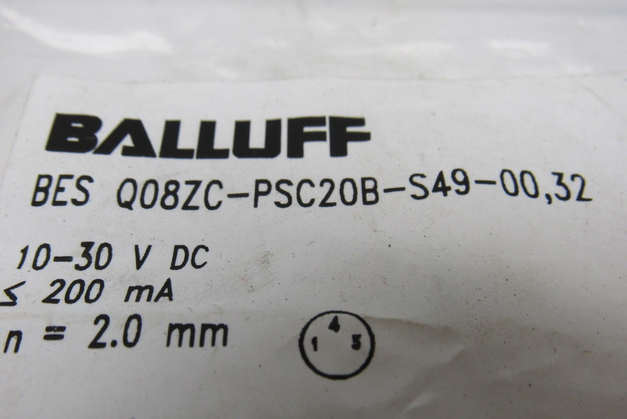 Balluff BES Q08ZC-PSC20B-S49-00,32 DC 3-/4-wire Inductive Block Sensor 8×8 mm