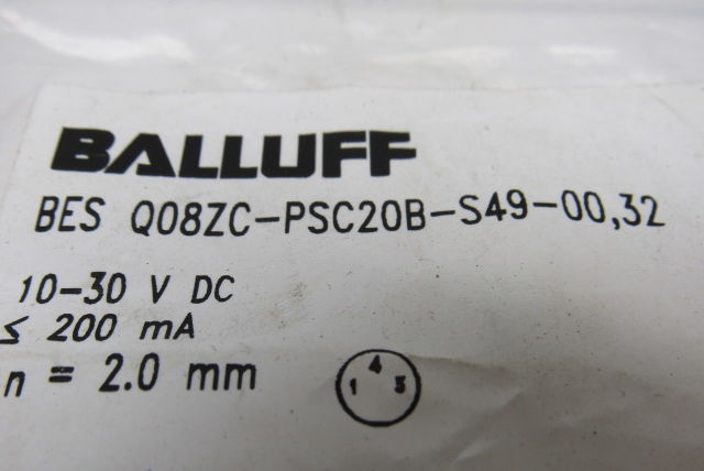 Balluff BES Q08ZC-PSC20B-S49-00,32 DC 3-/4-wire Inductive Block Sensor 8×8 mm