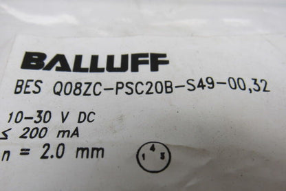 Balluff BES Q08ZC-PSC20B-S49-00,32 DC 3-/4-wire Inductive Block Sensor 8×8 mm