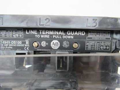 Allen Bradley 1494V-DS100 Ser B Disconnect Switch 100A 600V Non-Fused Left Hand